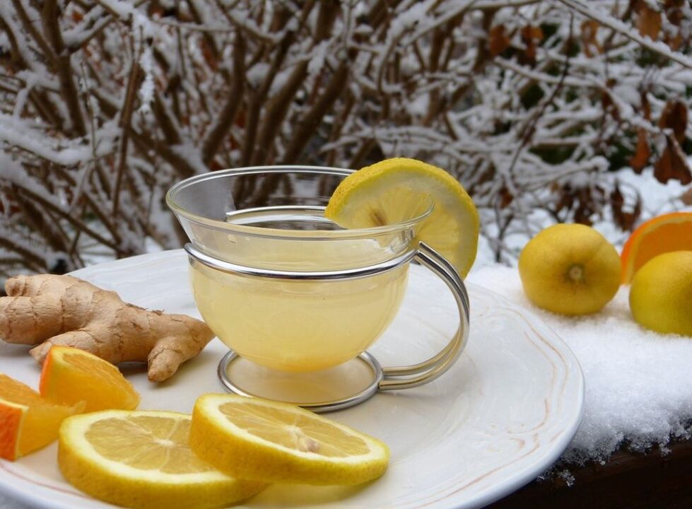 tea with lemon based on ginger for potency
